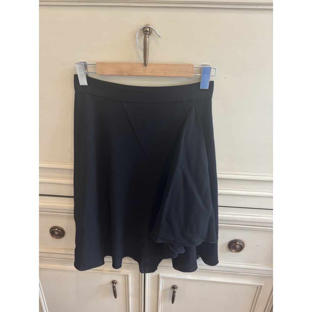 Chanel Boutique Vintage Black Asymmetrical Wool Skirt 26" Waist READ